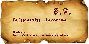 Bulyovszky Hieronima névjegykártya